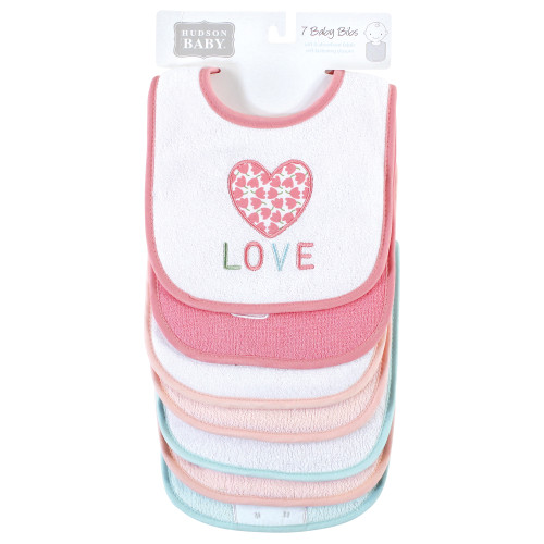 Hudson Baby Cotton Terry Drooler Bibs with Fiber Filling, Bunny