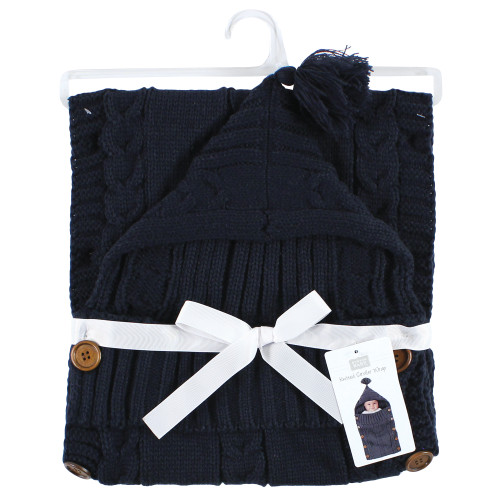 Hudson Baby Knitted Baby Lounge Stroller Wrap Sack, Navy