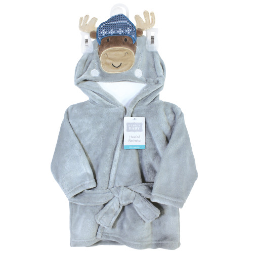 Hudson Baby Plush Animal Face Bathrobe, Winter Moose