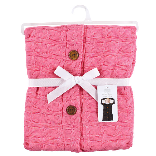 Hudson Baby Sherpa Knitted Baby Lounge Stroller Wrap Sack, Azalea Pink