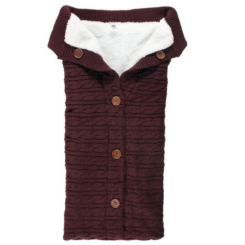 Hudson Baby Sherpa Knitted Baby Lounge Stroller Wrap Sack, Burgundy