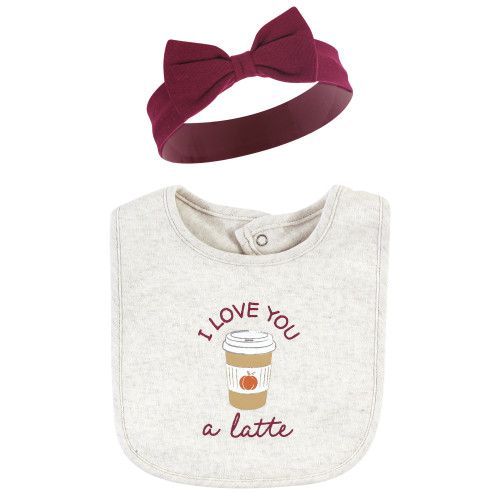 Hudson Baby Cotton Bib and Headband or Caps Set, Pumpkin Spice