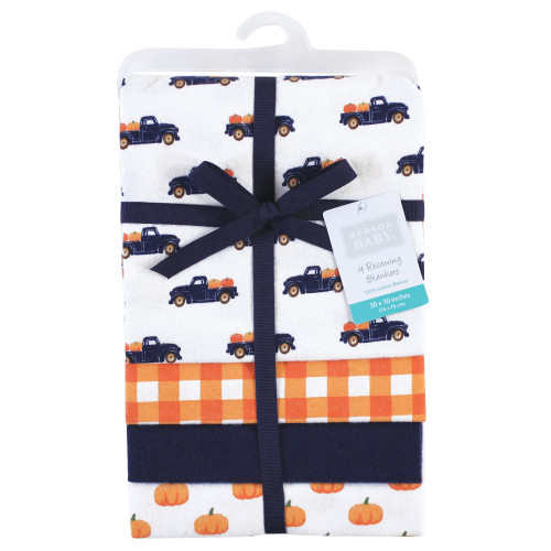 Hudson Baby Cotton Flannel Receiving Blankets, Pumpkin