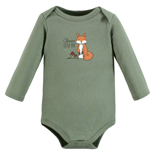 Hudson Baby Cotton Long-Sleeve Bodysuits, Forest Fox