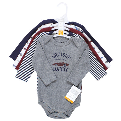 Hudson Baby Cotton Long-Sleeve Bodysuits, Cars 5-Pack