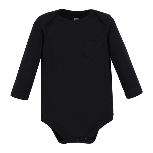 Hudson Baby Cotton Long-Sleeve Bodysuits, Baby Bear Gray Black 5-Pack