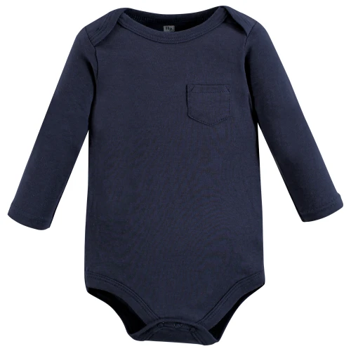 Hudson Baby Cotton Long-Sleeve Bodysuits, Construction 5-Pack