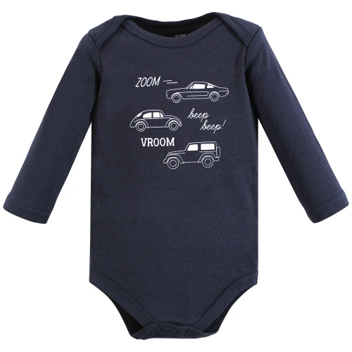 Hudson Baby Cotton Long-Sleeve Bodysuits, Cars 3-Pack