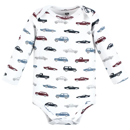 Hudson Baby Cotton Long-Sleeve Bodysuits, Cars 3-Pack