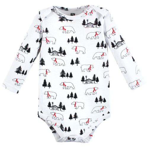 Hudson Baby Cotton Long-Sleeve Bodysuits, Buffalo Plaid Bear 3-Pack