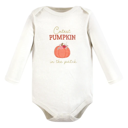 Hudson Baby Cotton Long-Sleeve Bodysuits, Cutest Pumpkin 3-Pack