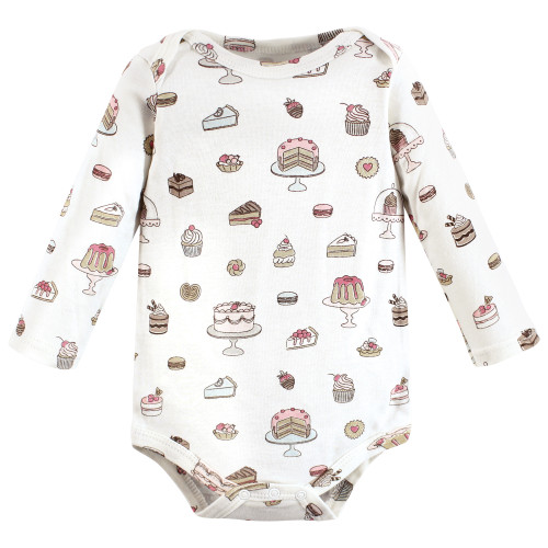 Hudson Baby Cotton Long-Sleeve Bodysuits, Sweet Bakery 3-Pack