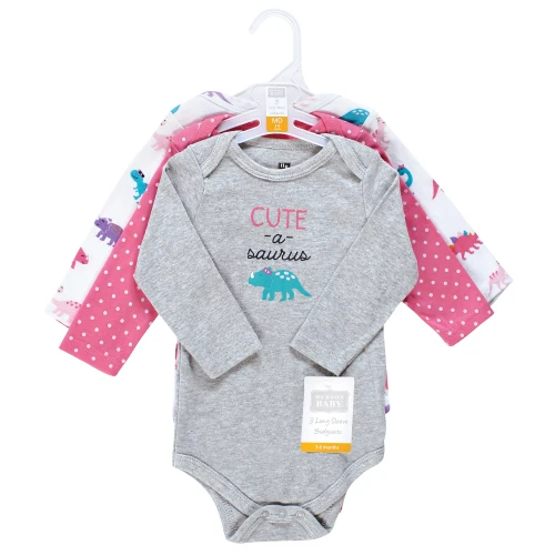 Hudson Baby Cotton Long-Sleeve Bodysuits, Cuteasaurus 3-Pack