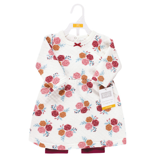 Hudson Baby Quilted Cotton Dress and Leggings, Autumn Rose