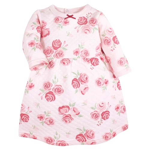 Hudson Baby Quilted Cotton Dress and Leggings, Blush Rose