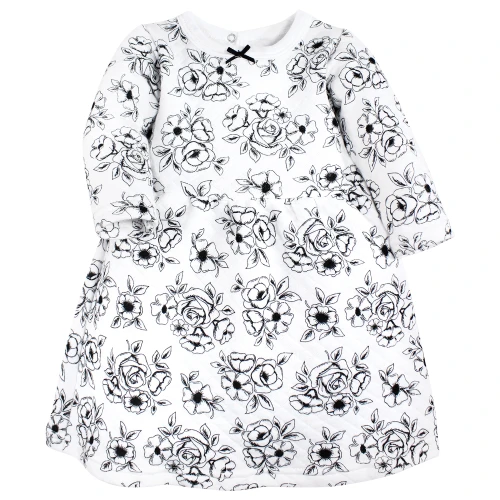 Hudson Baby Quilted Cotton Dress and Leggings, Black Toile