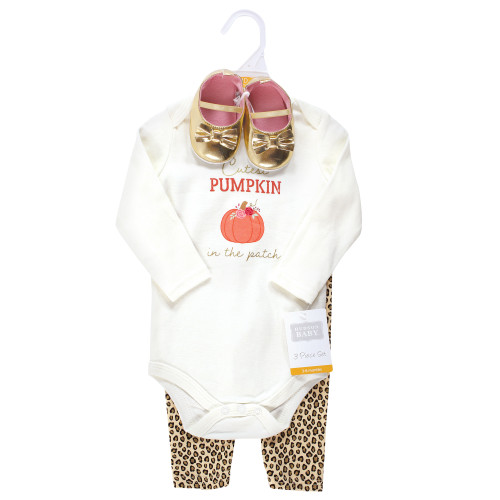 Hudson Baby Cotton Bodysuit, Pant and Shoe Set, Cutest Pumpkin