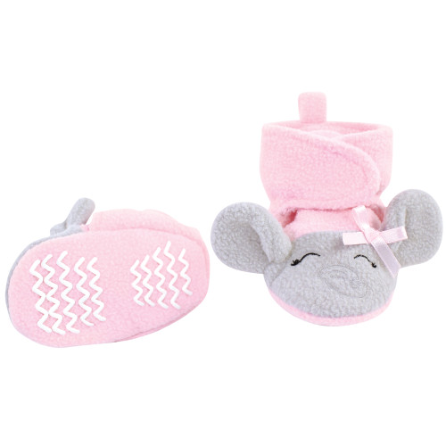 Hudson Baby Trapper Hat, Mitten and Bootie Set, Pink Gray Elephant