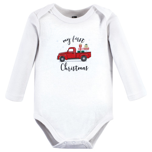 Hudson Baby Cotton Long-Sleeve Bodysuits, Christmas Gift 5-Pack
