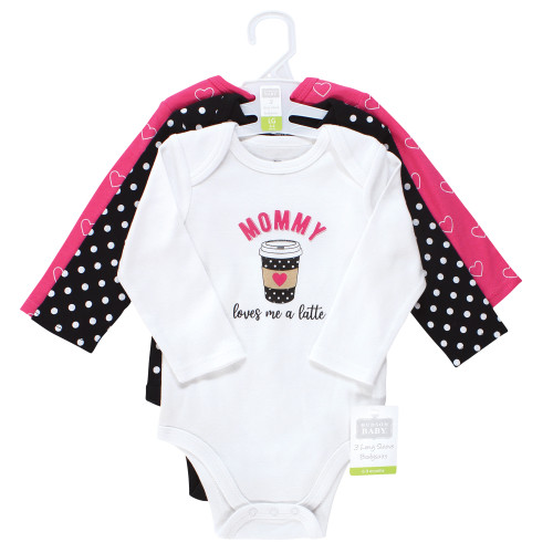 Hudson Baby Cotton Long-Sleeve Bodysuits, Mommy Latte