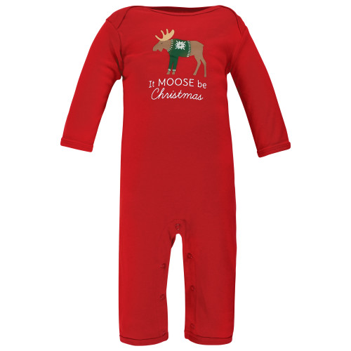 Hudson Baby Cotton Coveralls, Moose Be Christmas