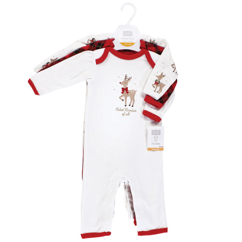 Hudson Baby Cotton Coveralls, Fancy Rudolph