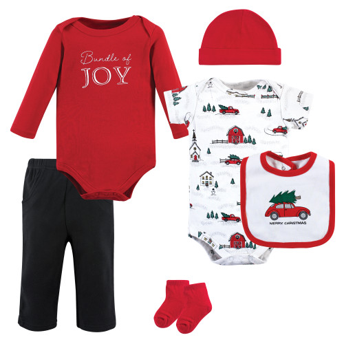 Hudson Baby Cotton Layette Set, Christmas Scene