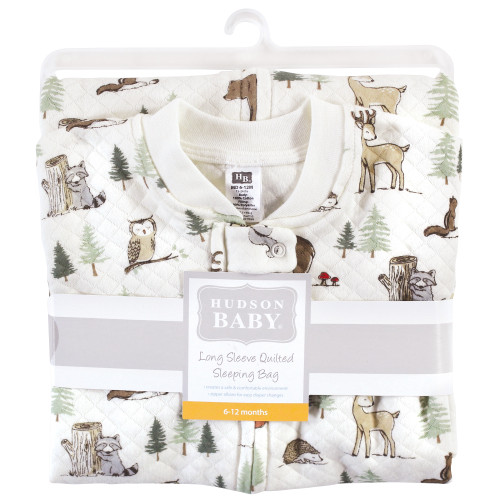 Hudson Baby Premium Quilted Long Sleeve Sleeping Bag and Wearable Blanket, Forest Animals