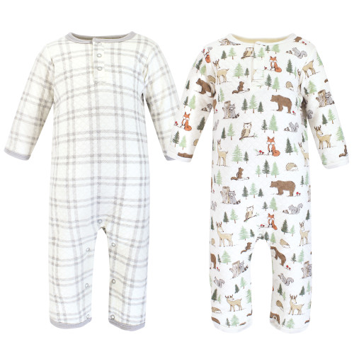 Hudson Baby Premium Quilted Coveralls, Forest Animals