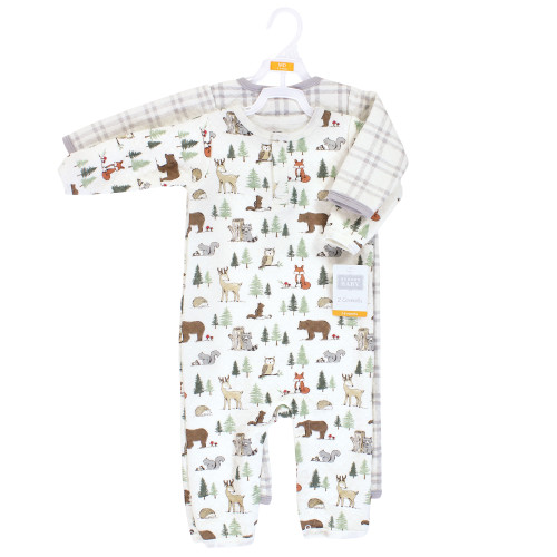 Hudson Baby Premium Quilted Coveralls, Forest Animals