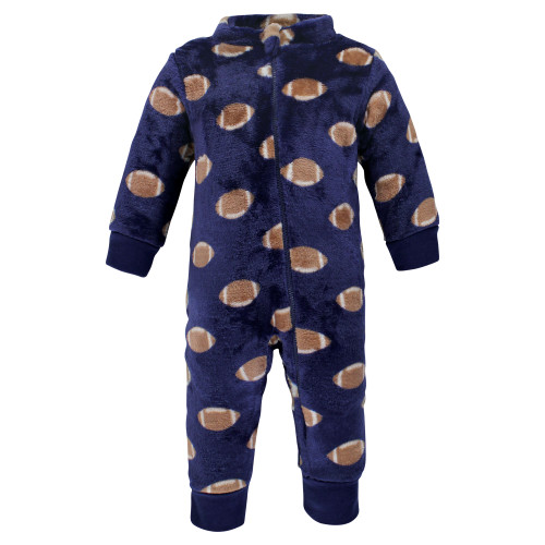 Hudson Baby Plush Jumpsuits, Blue Football