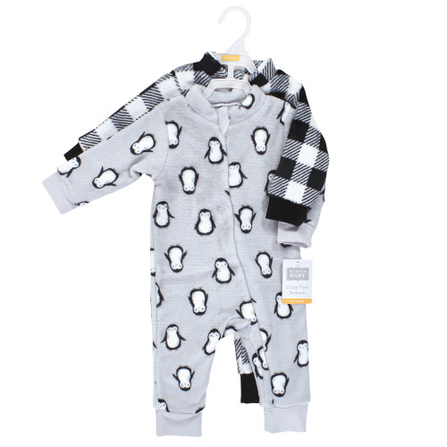 Hudson Baby Plush Jumpsuits, Gray Penguin