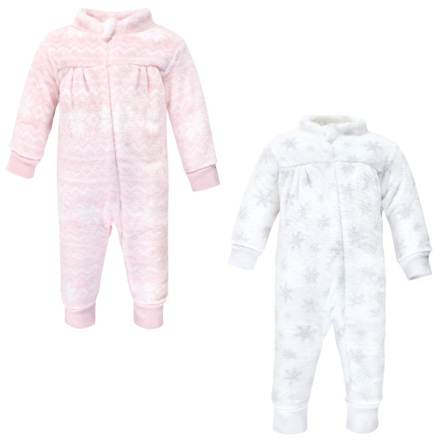 Hudson Baby Girls Plush Jumpsuits, Snowflakes