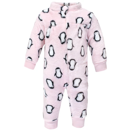 Hudson Baby Plush Jumpsuits, Pink Penguin