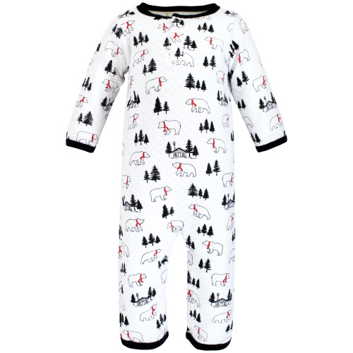 Hudson Baby Premium Quilted Coveralls, Buffalo Plaid Bear