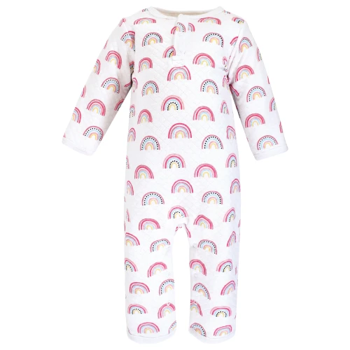 Hudson Baby Premium Quilted Coveralls, Modern Rainbow
