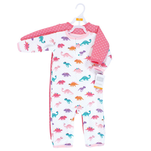 Hudson Baby Premium Quilted Coveralls, Cuteasaurus