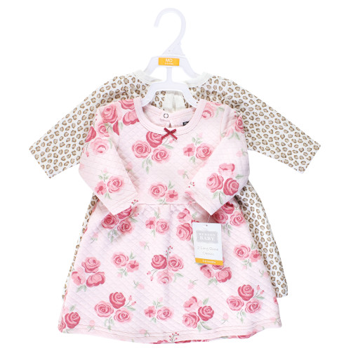 Hudson Baby Cotton Dresses, Pink Blush Rose Leopard