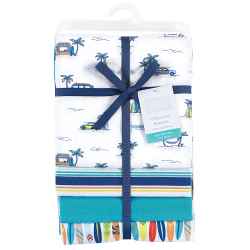 Hudson Baby Cotton Flannel Receiving Blankets, Surfer Dude