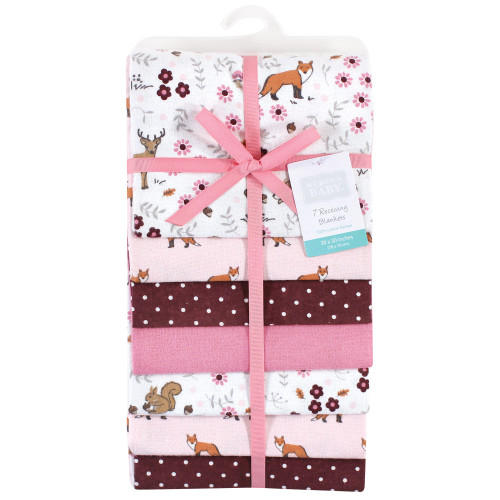 Hudson Baby Cotton Flannel Receiving Blankets Bundle, Woodland Floral
