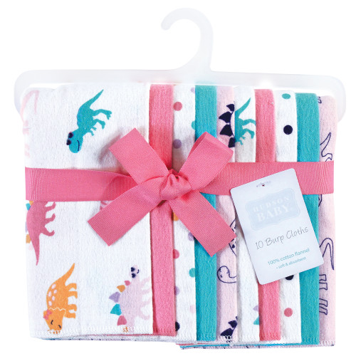 Hudson Baby Cotton Flannel Burp Cloths, Cuteasaurus