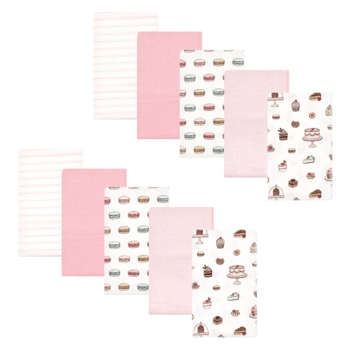 Hudson Baby Cotton Flannel Burp Cloths, Sweet Bakery
