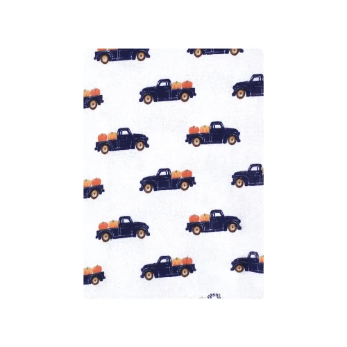 Hudson Baby Cotton Flannel Burp Cloths Bundle, Pumpkin Truck