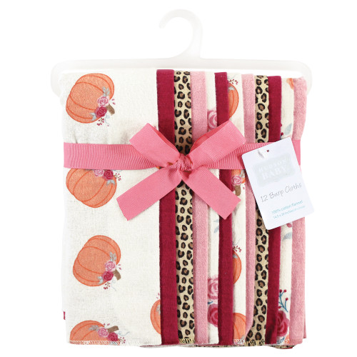 Hudson Baby Cotton Flannel Burp Cloths Bundle, Cutest Pumpkin