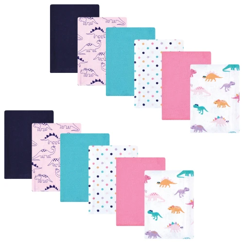 Hudson Baby Cotton Flannel Burp Cloths Bundle, Cuteasaurus