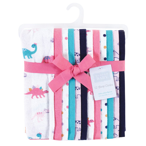 Hudson Baby Cotton Flannel Burp Cloths Bundle, Cuteasaurus
