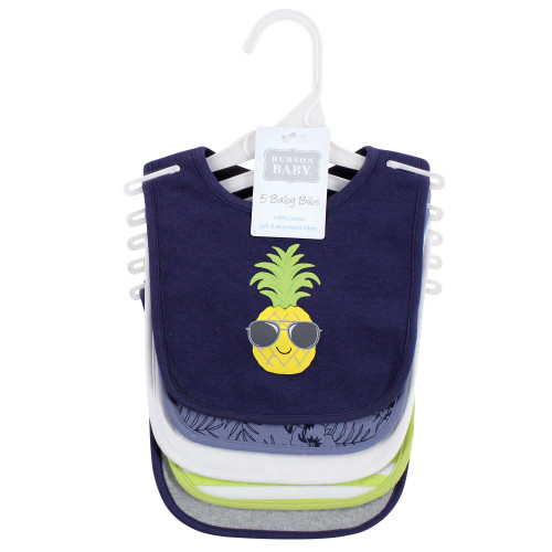 Hudson Baby Cotton Bibs, Boy Pineapple