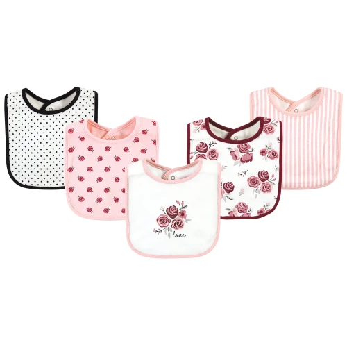Hudson Baby Cotton Bibs, Rose