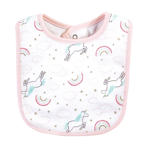 Hudson Baby Cotton Bibs, Glitter Unicorn