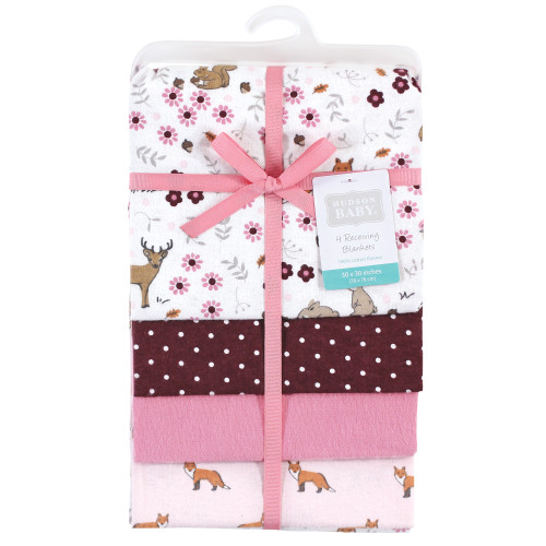 Hudson Baby Cotton Flannel Receiving Blankets, Woodland Floral